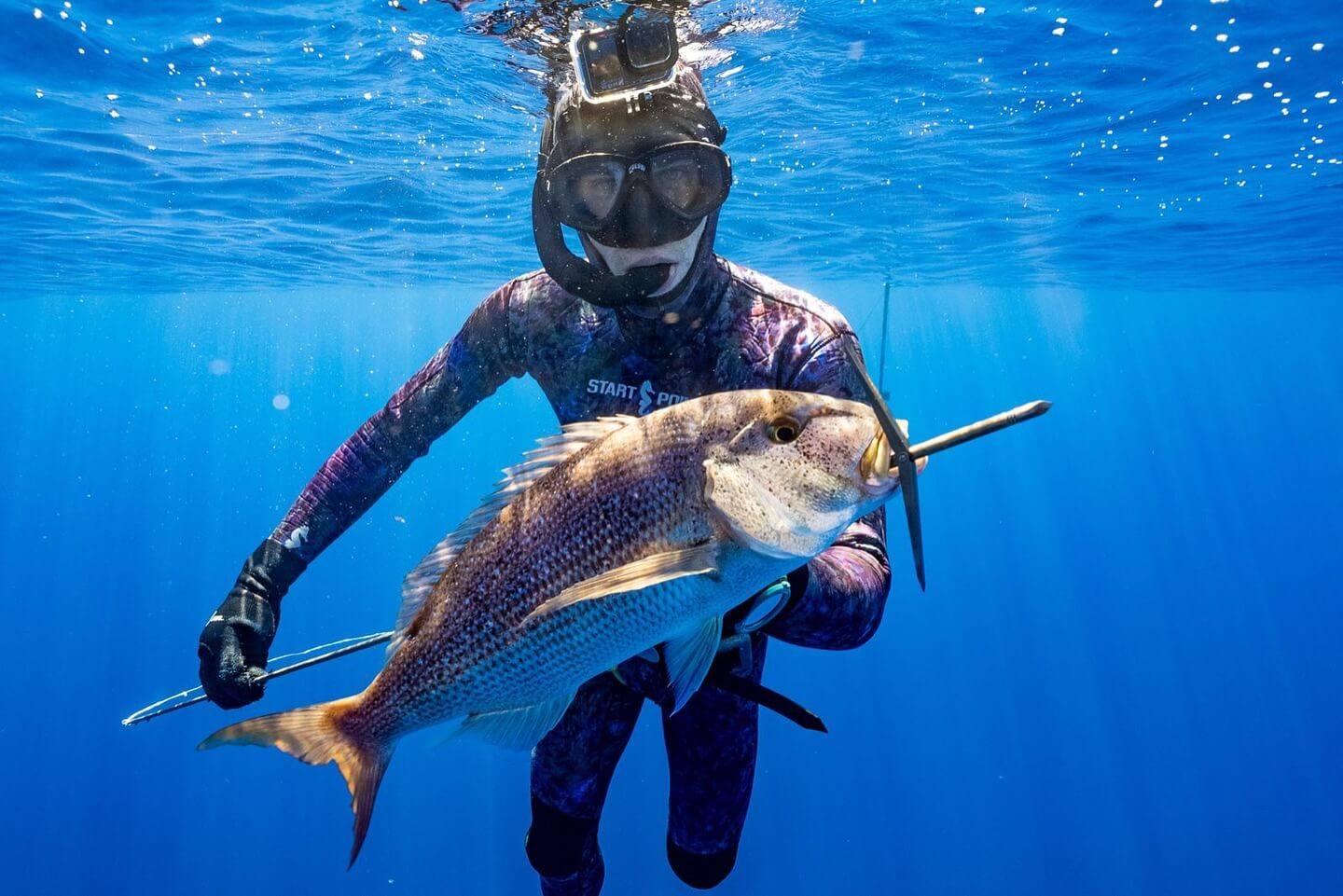 Joe PK spearfishing in his Start Point wetsuit